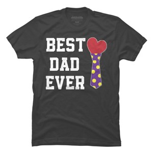 Men's Design By Humans Best Dad Ever Heart Tie By sukhendu12 T-Shirt - 1 of 2