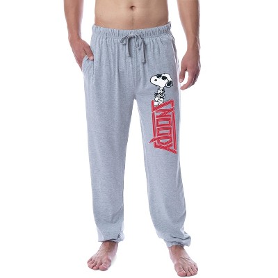 Peanuts Men's Joe Cool Rocker Character Logo Sleep Jogger Pajama Pants  (Small) Grey