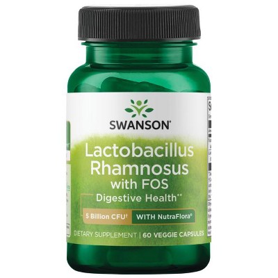 Swanson Probiotics Lactobacillus Rhamnosus with Fos 5 Billion Cfu 60 Qualicaps.