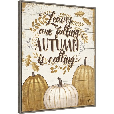Grateful Season Autumn Leaves Canvas Wall Art Print