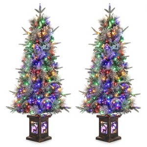 4.5-Foot Tall Christmas Tree Two-Color switchable Christmas Tree Lights, with Snowflake Berries for Living Room, and Holiday Party - 1 of 4