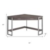 42" Taupe and Silver Corner Computer Desk - 3 of 4