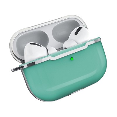 Insten Case Compatible with AirPods Pro - Transparent Silicone Skin Cover with Keychain, Clear Green