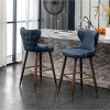 Roundhill Furniture Nevis Mid-century Modern Faux Leather Tufted Nailhead Trim Barstool, Blue, Set of 2 - 2 of 4