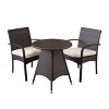 GDFStudio Peterson Outdoor Wicker 3 Piece Bistro Set with Cushion - 2 of 4