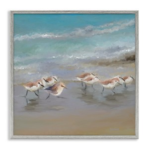 Stupell Industries Coastal Sandpipers Beach Waves Shore Framed Giclee Art - 1 of 4