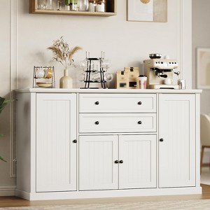 Farmhouse Coffee Bar Cabinet with Drawers, 58" Large Wood Sideboard Buffet Cabinet with Storage, Heavy-Duty Kitchen Storage Cabinet - 1 of 4