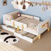 KWPZQEB Twin/Full Platform Bed Frame with 2 Drawers & Guardrail, Solid Wood Bed Frame for Kids, No Box Spring Needed, Easy Assembly - 2 of 4