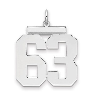 Black Bow Jewelry Sterling Silver, Athletic Collection, Large Polished Number 63 Pendant - 1 of 3