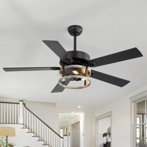 Airsurfer 52" 6 Speed Matte Black Ceiling Fan with Remote,Reversible Motor & Memory Function,3 Bulb Bases,5 Plywood Blades Ceiling Fan for Livingroom - 1 of 4