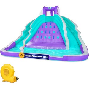 Sunny & Fun Inflatable Kids Backyard Double Water Slide Park, Purple - 1 of 4