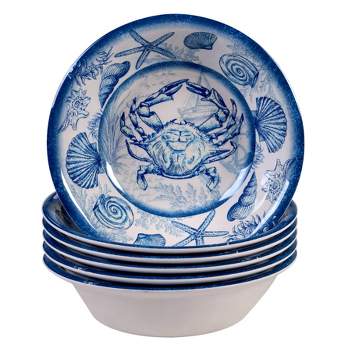 22oz 6pk Melamine Oceanic Bowls Blue - Certified International