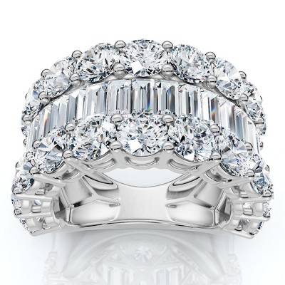 Pompeii3 7.50Ct Baguette & Round Diamond Ring 10k Gold Lab Created