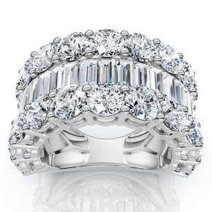 Pompeii3 7.50Ct Baguette & Round Diamond Ring 10k Gold Lab Created - 1 of 4