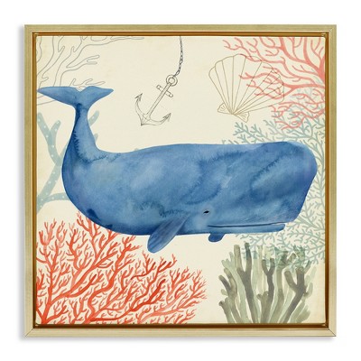 Stupell Industries Underwater Whimsical Whale Watercolor, 18" x 18"