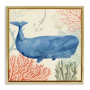 Stupell Industries Underwater Whimsical Whale Watercolor, 18" x 18" - 1 of 4