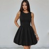 Knit & Lounge Women’s Sleeveless Fit and Flare Mini Dress Bubble Hem Round Neck Solid Color - 3 of 4