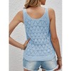 Womens Sweater Tank Tops Pointelle Knit Deep U Neck Ribbed Cuff Pullover Sweater Vest Milanese Knit Sweater - 2 of 4