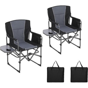 Orieon Portable Folding Camping Chair, Directors Chair with Side Table Drink Holder Armrests, 400LBS Capacity, Foldable Beach Fishing Outdoor - 1 of 4