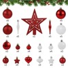 72 Pack Christmas Ornaments Set with Topper & Multi-Size Christmas Ball Ornaments, Hanging Xmas Tree Decorations - 2 of 4