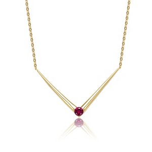 Guili Chic 14K Gold-Plated Emerald CZ Solitaire Chevron Necklace in Green, Blue, Red, or Gold—Elegant, Stylish, and Perfect for Layering. - 1 of 3