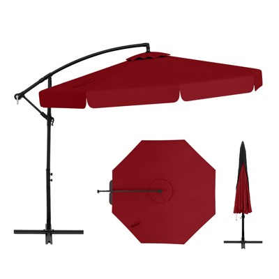 Tangkula 10FT Offset Hanging Umbrella Patio Cantilever Umbrella w/ Easy Tilt Adjustment