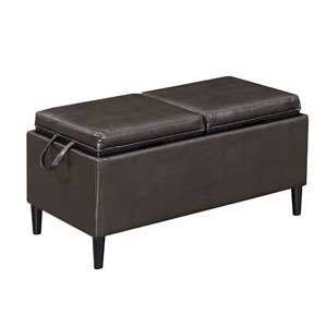 Magnolia Storage Ottoman with Trays Espresso Faux Leather - Breighton Home