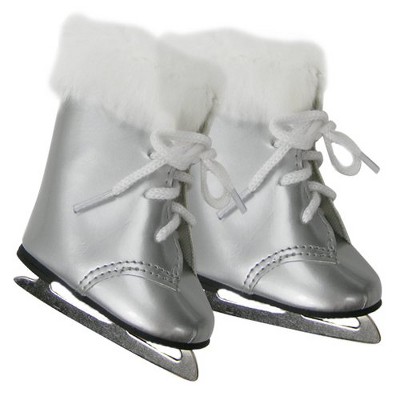 Sophia's - 18" Doll - Ice Skates with White Fur Trim - Sliver