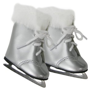 Sophia's - 18" Doll - Ice Skates with White Fur Trim - Sliver - 1 of 3