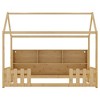 CAVINAS Twin Size Wood Montessori Bed with LED Light and Storage Bookshelf,House Floor Bed Frame with Guardrails,Toddler Bed for Bedroom - 4 of 4