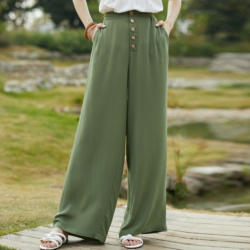 Women's Olive Front Button Loose Leg Trousers - Cupshe, 2 of 7