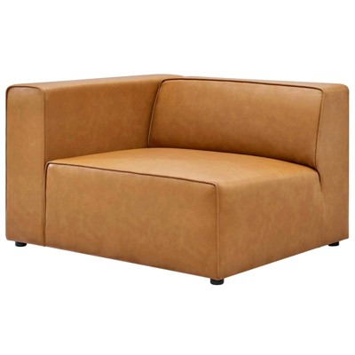 Mingle 74'' Tan Vegan Leather Modular Sectional Loveseat