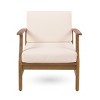 Outdoor Acacia Wood Club Chairs Set Of 2,Fabric Upholstered Armrests Chair,Slat Panel Backrest Accent Chair For Patio Garden-Coolbibila - 3 of 4