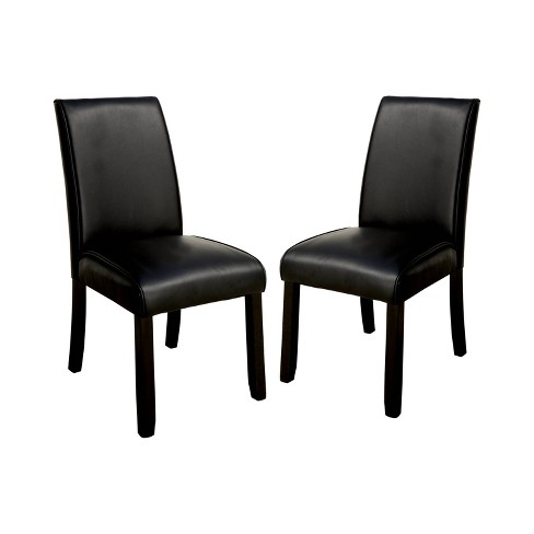 Black leather parsons online dining chairs