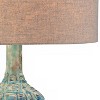 Possini Euro Design Mid Century Modern Table Lamp with Table Top Dimmer 36" Tall Teal Glaze Ceramic Tan Linen Drum for Living Room (Colors May Vary) - 3 of 4