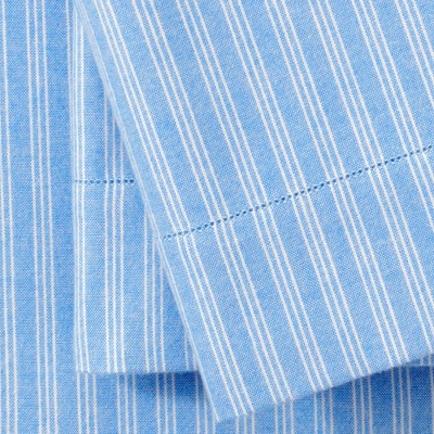 King Size Bright Lapis Striped Cotton Flannel Pillowcase