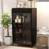 47.6" Tall Metal Storage Cabinet with Glass Doors & Flip-Top, 4-Tier Display Bookcase with Open Shelves for Living Room,Dining Room-Tanpinhause - 2 of 4