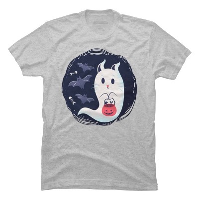 Men's Design By Humans halloween ghost cat By ArtStyleAlice T-Shirt