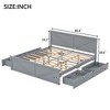 King/Queen Size Platform Bed with Four Storage Drawers and Support Legs, White/Gray-ModernLuxe - 3 of 4