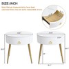 NicBex Coffee Tables for Living Room �19.6" Round Coffee Table Set of 2 Modern Fluted 2 Side Table Set with Drawers and Golden Legs, White+Gold - 4 of 4