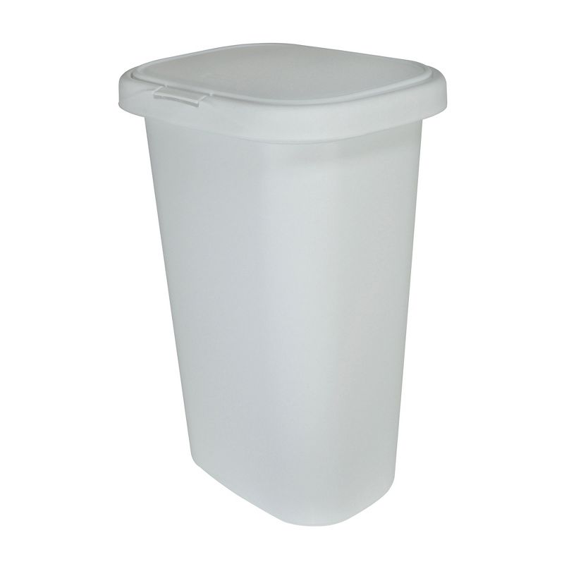 Rubbermaid 13 Gallon Rectangular Spring-Top Lid Kitchen Wastebasket Trash Can for Tall Trashbags, White (2 Pack), 2 of 7