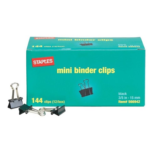 Staples Mini Metal Binder Clips Bulk Pack Black 3/5" Size With 1/4"  Capacity 15338 : Target