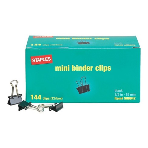 Staples Mini Metal Binder Clips Bulk Pack Black 3/5&quot; Size With 1/4&quot;  Capacity 15338 : Target