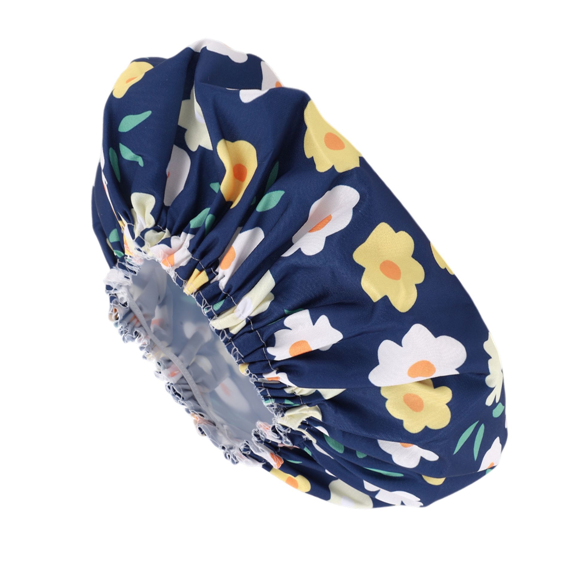 Unique Bargains Women's Flower Pattern Bath Cap Blue 1 Pc