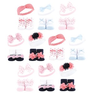 Hudson Baby Infant Girl 20Pc Headband and Socks Giftset, Pink Blue, One Size - 1 of 2
