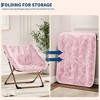 Rabbit Fur Saucer Chair, Folding Comfy Lounge Chair with Metal Frame, Cozy Indoor Foldable Lazy Sofa - 2 of 4