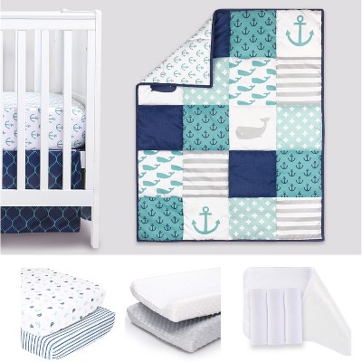 The Peanutshell Nautical Blue Crib Bedding Set, 5pc to 11 Pc