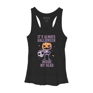 Women's Design By Humans It's Always Halloween Inside My Head Funny Cute Spooky By EduEly Racerback Tank Top - 1 of 3