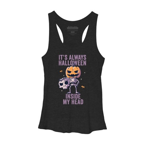 Women's Design By Humans It's Always Halloween Inside My Head Funny Cute Spooky By EduEly Racerback Tank Top - image 1 of 3