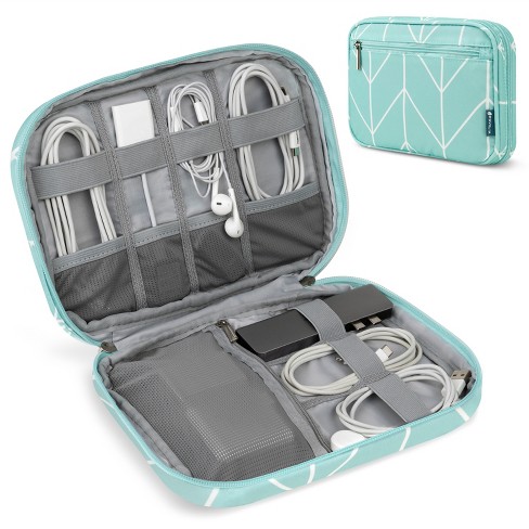 PAVILIA Soft Electronic Organizer Travel Case, Medium Cable Tech Storage  Pouch Cord Bag, Charger Accessories Essentials (Teal, 10x6.8 Inches)